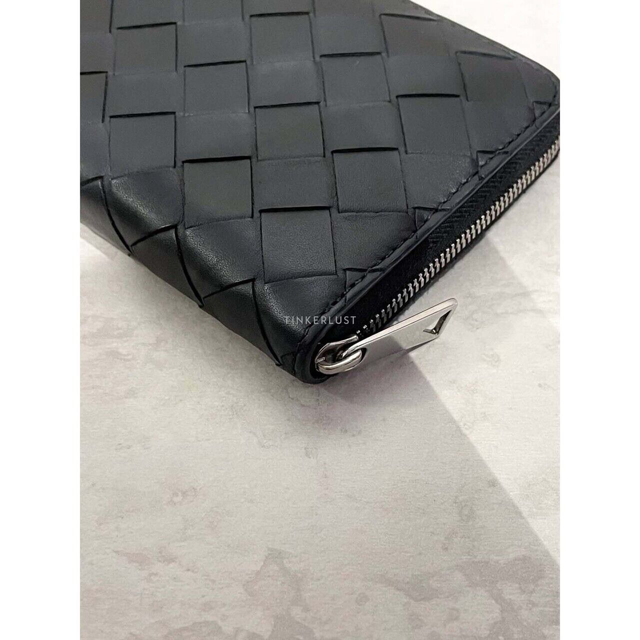 Bottega Veneta★素敵！Black Leather Intarsio 15 Long Wallet BOTTEGA VENETA Intrecciato Leather Long Wallet Black